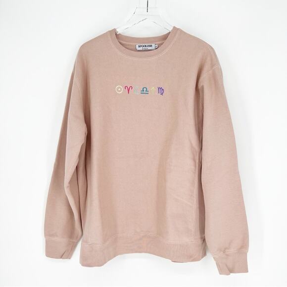 Spoolish by Emily Essen Aries Sun, Libra, and Virgo Rising Sweatshirt XL Pink - Picture 1 of 5